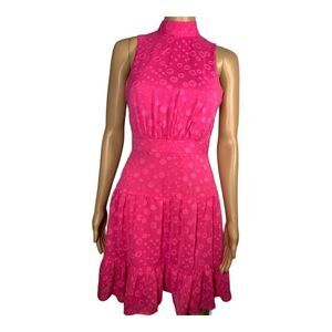 Eliza J Nordstrom Women's Pink High Neck Polka Dotted Mini Dress Size 0 …